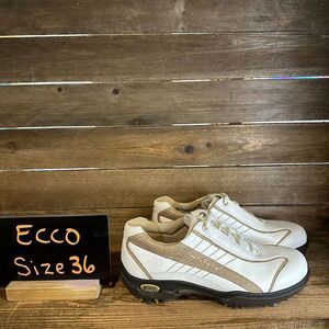 NIB Womens Ecco Casual Pitch HydroMax White Sand Sneakers Shoes Size EU 36‎